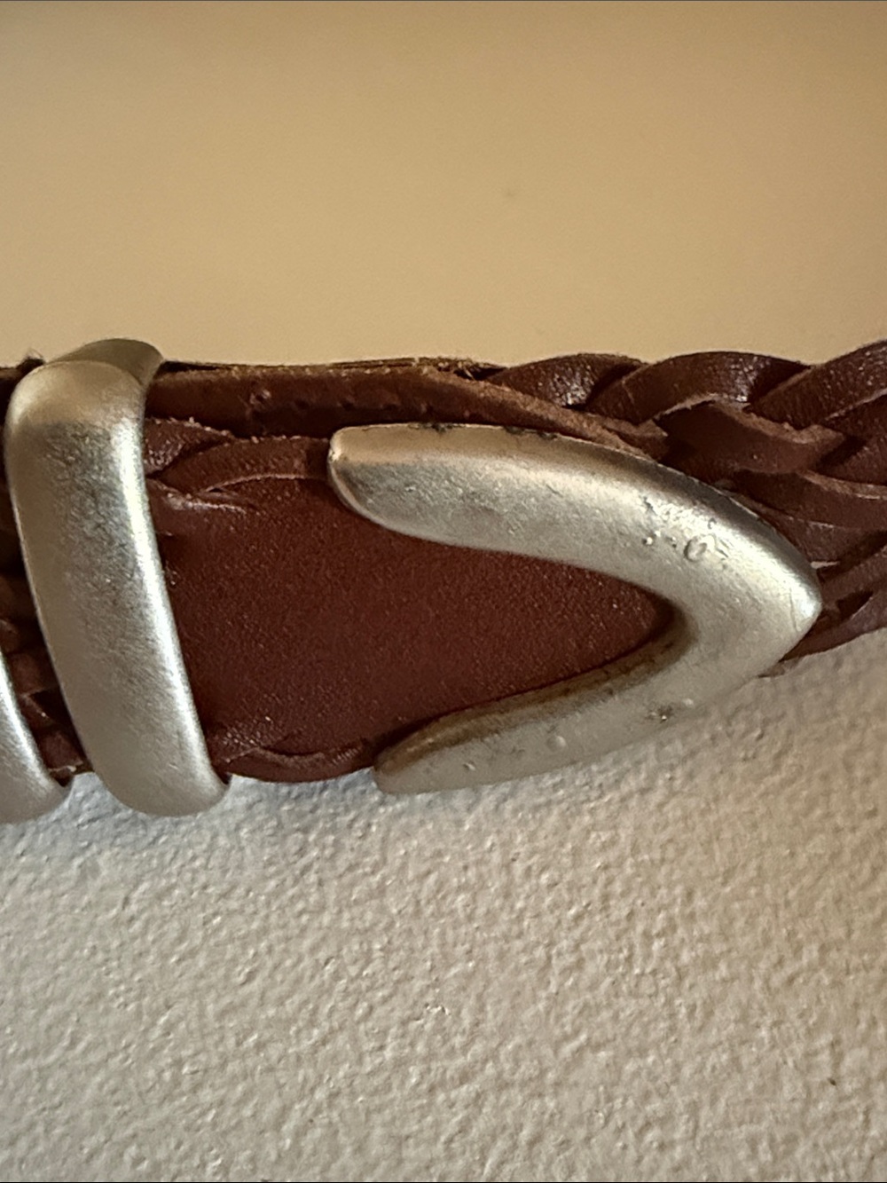 Brown Braided Leather Belt with Silver Buckle - Women’s - Picture 2 of 4